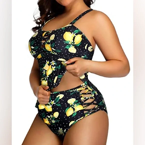 Women’s swimwear Padded Bathing Suit Bikini Lemons Swimsuit NWT Size 16W - Picture 3 of 3